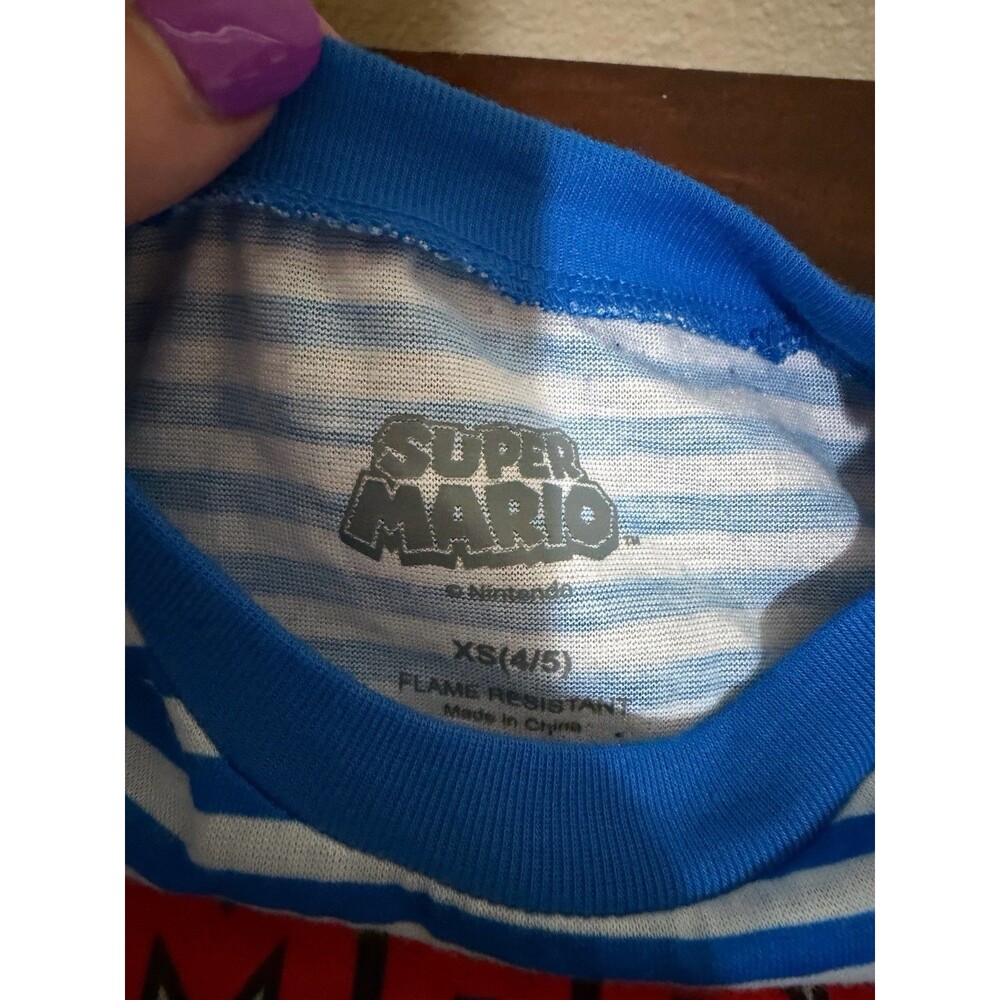 Super Mario Size XS (4/5) Boys' Blue T-Shirt & Shorts Pajama Set - Picture 3 of 6